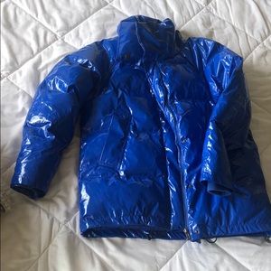 Over sized vinyl puffer jacket